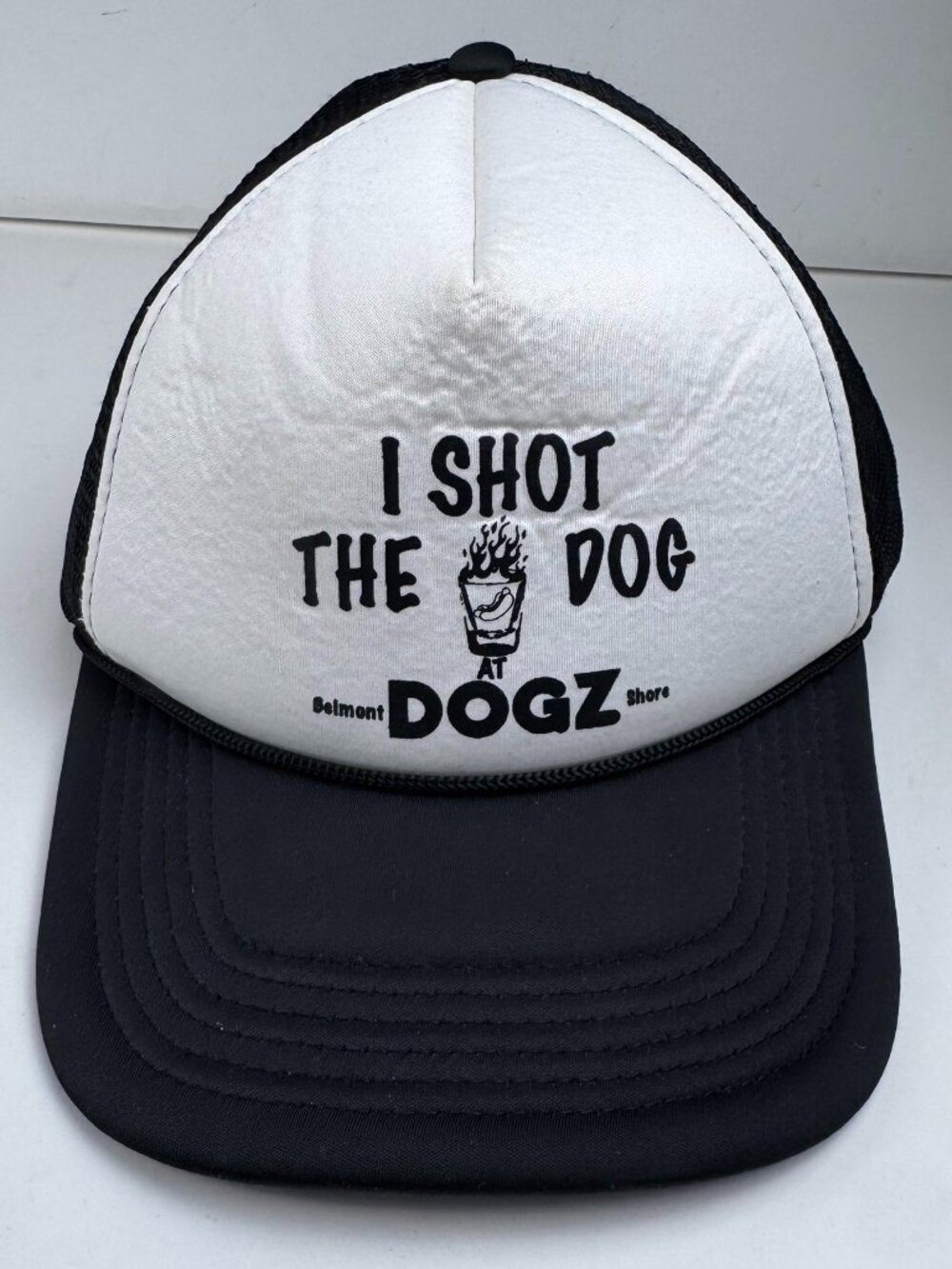 Vintage Dogz Belmont Shore I Shot The Dog Foam Trucker Hat Snapback Mesh staines